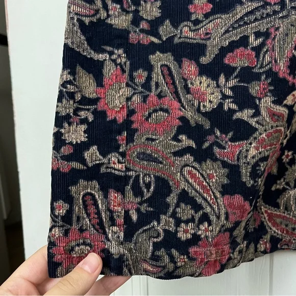 Vintage Bentley Floral Paisley Fine Ribbed Corduroy Midi-Maxi Jumper Dress - Picture 5 of 6